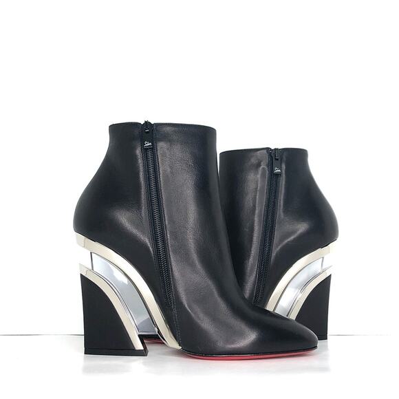 NEW Christian Louboutin Levitibootie 100 Calf Metal Plexi Ankle Boots 38 Shoes - Picture 5 of 13